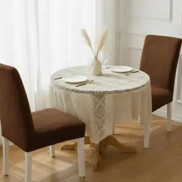 HOMETHREADS Brown Textured Elasticated Stretchable Chair Cover image 3