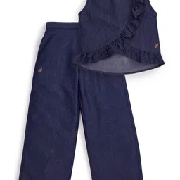 Knit N Knot Girls Cotton Round Neck Top With Palazzos Clothing Set-image-24