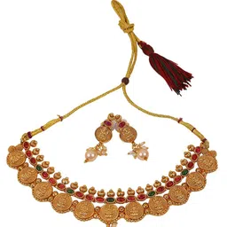 Ethnicking Gold-Plated Stone-Studded Jewellery Set image 4
