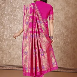 SAREEFLAME Floral Zari Pure Silk Banarasi Saree image 4