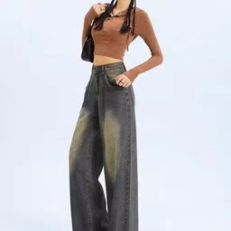 KPOP Women Regular Fit Mid-Rise Light Fade Jeans image 2