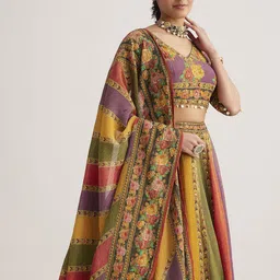 Fusionic Printed Sequinned Ready to Wear Lehenga & Blouse With Dupatta image 4