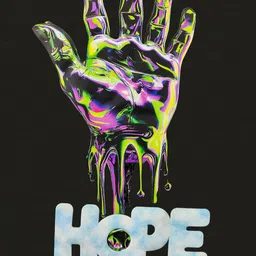 GRACE & JACK Mens Hope 3D Text Graphic Print Round Neck Cotton Oversized T-shirt image 3