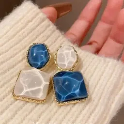 AGARWALPRODUCT Gold Plated Crystals Geometric Drop Earrings image 2