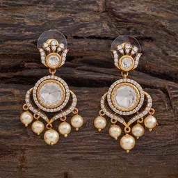 Kushal's Fashion Jewellery Kundan Studded Contemporary Drop Earrings-picture-46