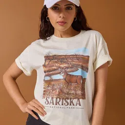The Roadster Lifestyle Co Graphic Printed Cotton Oversized T-Shirt-image-22