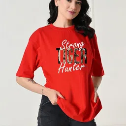CORSICA Women Red Pure Cotton Printed Tshirts-picture-13