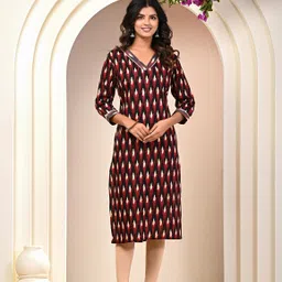 KANNAHI Ethnic Motif V-Neck Straight Pure Cotton Kurta-picture-15