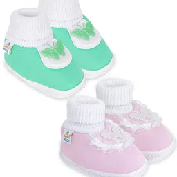 NESKA MODA Girls Pack Of 2 Cotton Frill Booties-picture-19