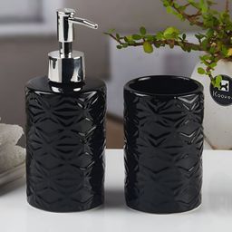 Kookee Black 2 piece Abstract Ceramic Bath Accessories Set-picture-24