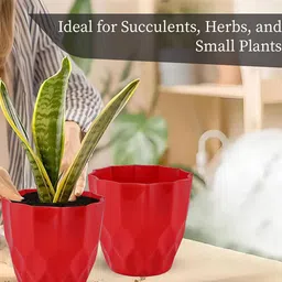 Kuber Industries Red 4 Pieces Textured Durable Planters image 2