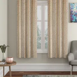 SOKNACK Beige & Gold-Toned Set of 2 Black Out Window Curtain image 1