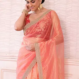 all about you Embellished Organza Saree With Blouse Piece image 2