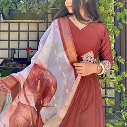 KALINI Women Floral Embroidered Regular Thread Work Kurta with Trousers & With Dupatta image 2