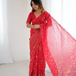 HMP Fashion Ethnic Motifs Woven Design Zari Saree image 4