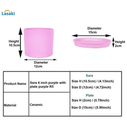 LASAKI Sara Purple Ceramic Handmade Planter With Plate image 4