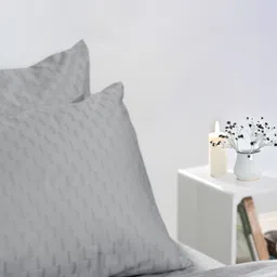 Oyvu Grey Self Design Cotton 300 TC Queen Fine Bedsheet with 2 Pillow Covers 108" x 90" image 3