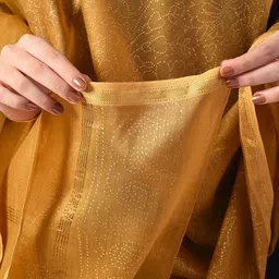 JAYPORE Floral Printed Zari Work Cotton Silk Dupatta image 4