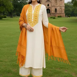 Tulsattva Women Ethnic Motifs Embroidered Regular Kurta & Palazzos With Dupatta-image-93