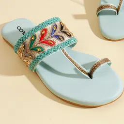 CORSICA Women Embellished Ethnic One Toe Flats-image-72
