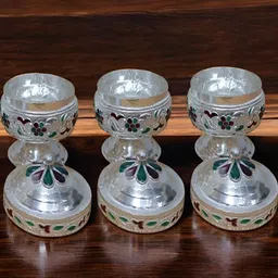 Sigaram 3-Pcs Metallic-Toned Meenakari Kumkum Dabbi image 3