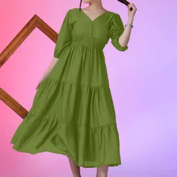 Raiyani Fashion Women Applique V-Neck Fit & Flare Maxi Dress-image-48