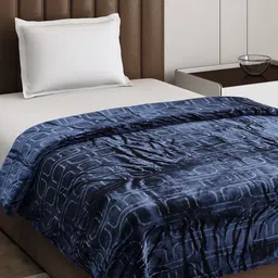 Monte Carlo Blue Geometric Printed AC Room 210 GSM Single Bed Blanket image 2