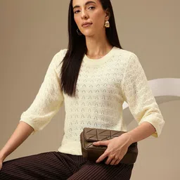 Chemistry Ethnic Motifs Self Design Round Neck Pullover-picture-13