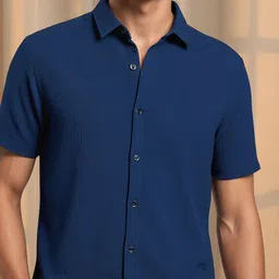 Metronaut Textured Spread Collar Regular Fit Casual Shirt image 5