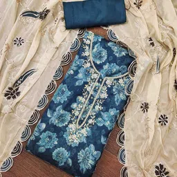 DIVASTRI Floral Printed Beads And Stones Unstitched Dress Material-picture-32