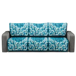 Kuber Industries Blue & White Printed Velvet Sofa Cover image 5