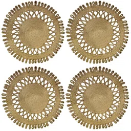 ROUGH ROAD STORE Set Of 4 Beige Jute 35 CM Round Handmade Rib Style Dining Table Mats-image-2