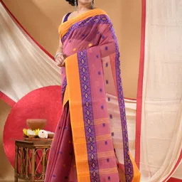 DESH BIDESH Woven Design Ethnic Motifs Pure Cotton Taant Saree image 2