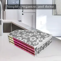 Aura Grey & Gold Toned 6 Pieces Printed Storage Bag Organisers image 5