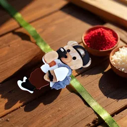 LUCKY JEWELLERY 3-Pcs Rakhi Gift Set With Roli Chawal & Greeting Card image 5