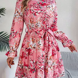 StyleCast x Revolte Floral Print Puff Sleeve Georgette Fit & Flare Dress-image-27