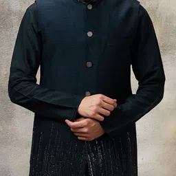 Rivaar By Rocky Star Mandarin Collar Sequinned Kurta And Pyjamas With Nehru Jacket image 5