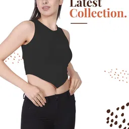 Moda Rapido Women Round Neck Sleeveless Ribbed Tank Crop Top-image-26