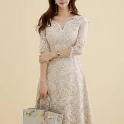 bebe Floral Embroidered Fit & Flare Midi Dress image 1