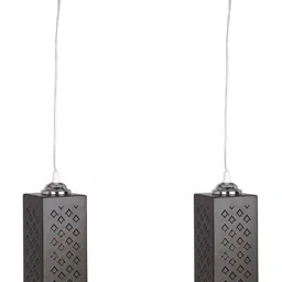 1ST TIME Black & Silver-Toned 4 Pieces Textured Rectangle Hanging Ceiling Lamps-picture-36