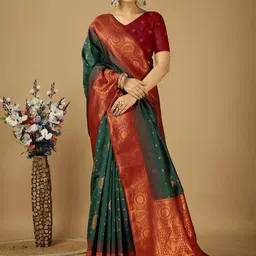 KAYOMMI Woven Design Zari Art Silk Kanjeevaram Saree-picture-31