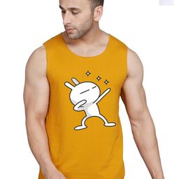 SLOWLORIS Pack Of 2 Printed Round Neck Sleeveless Bio-Wash Cotton Gym Vests-picture-48