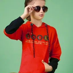 MashUp Boys Typography Printed Hooded Applique T-shirt-picture-45