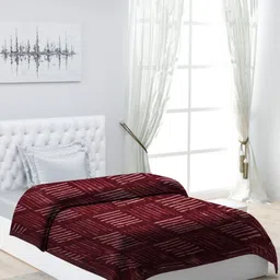 Monte Carlo Maroon And White Striped Printed Heavy Winter 180 GSM Single Bed Blanket-picture-21