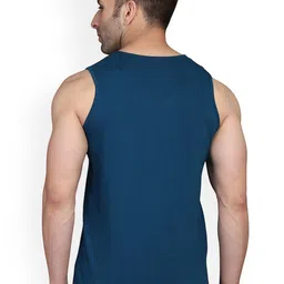 SLOWLORIS Pack Of 2 Printed Sleeveless Cotton Gym Vests image 3