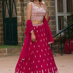 Moda Rapido Women Embroidered Semi-Stitched Lehenga Choli & Unstitched Blouse With Dupatta image 3