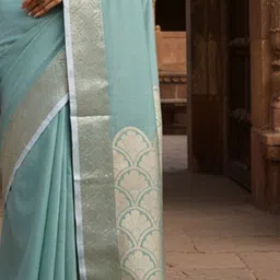 Anouk Rustic Woven Design Zari Linen Blend Handloom Taant Saree image 2