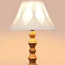 Aura Off White Wood Traditional Frusturical Shaped Table Lamp image 3