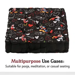 YK 2-Pcs Black & Red Disney Printed Back Rest & Hip Support Square Chair Pads image 5