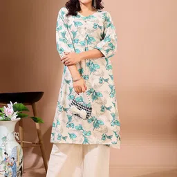 KALINI Floral Printed Pure Cotton A-Line Kurta With Palazzos-picture-24